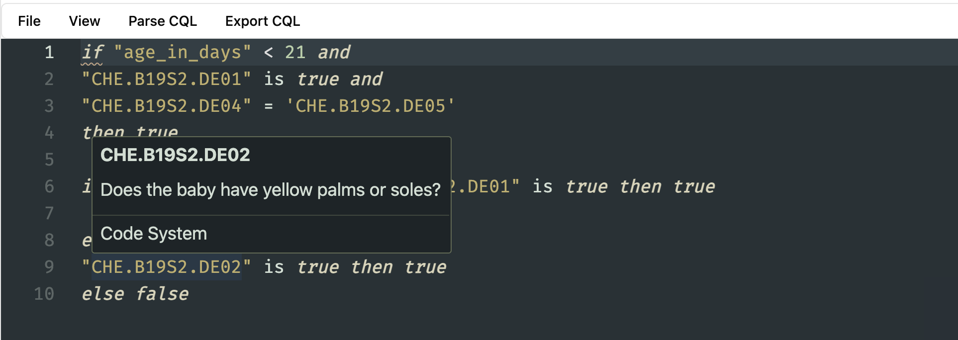Definition of a concept based on the CodeSystem