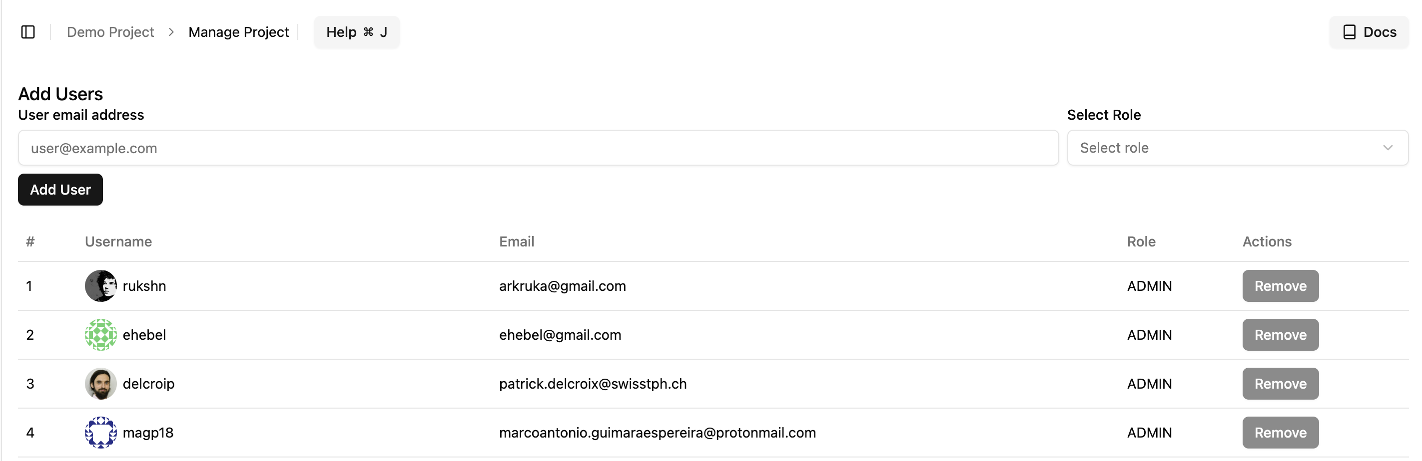 Project Management Page